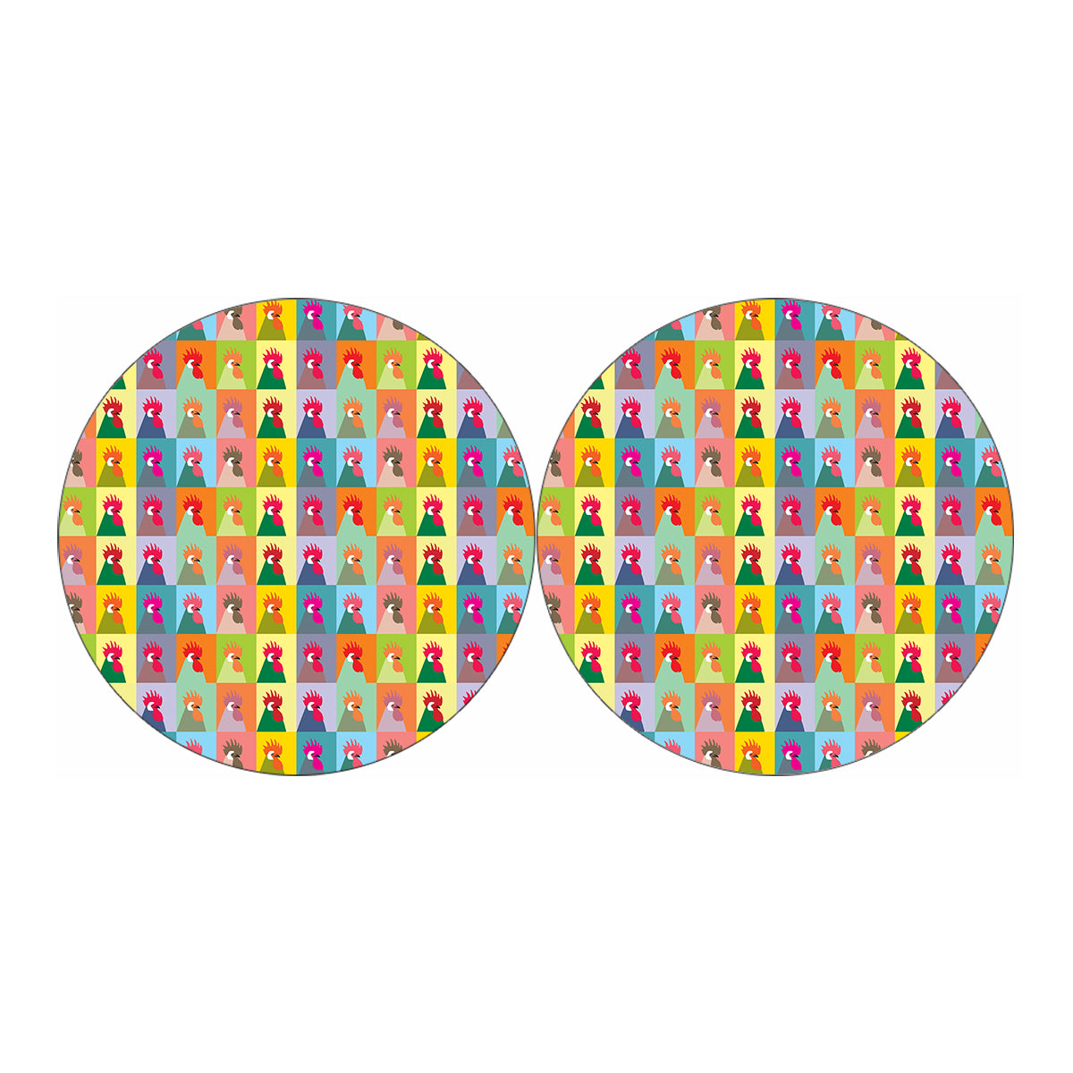 Colorful Rooster Pattern Print Car Coasters