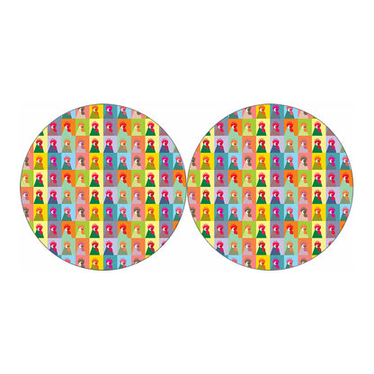 Colorful Rooster Pattern Print Car Coasters