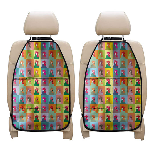 Colorful Rooster Pattern Print Car Seat Organizers