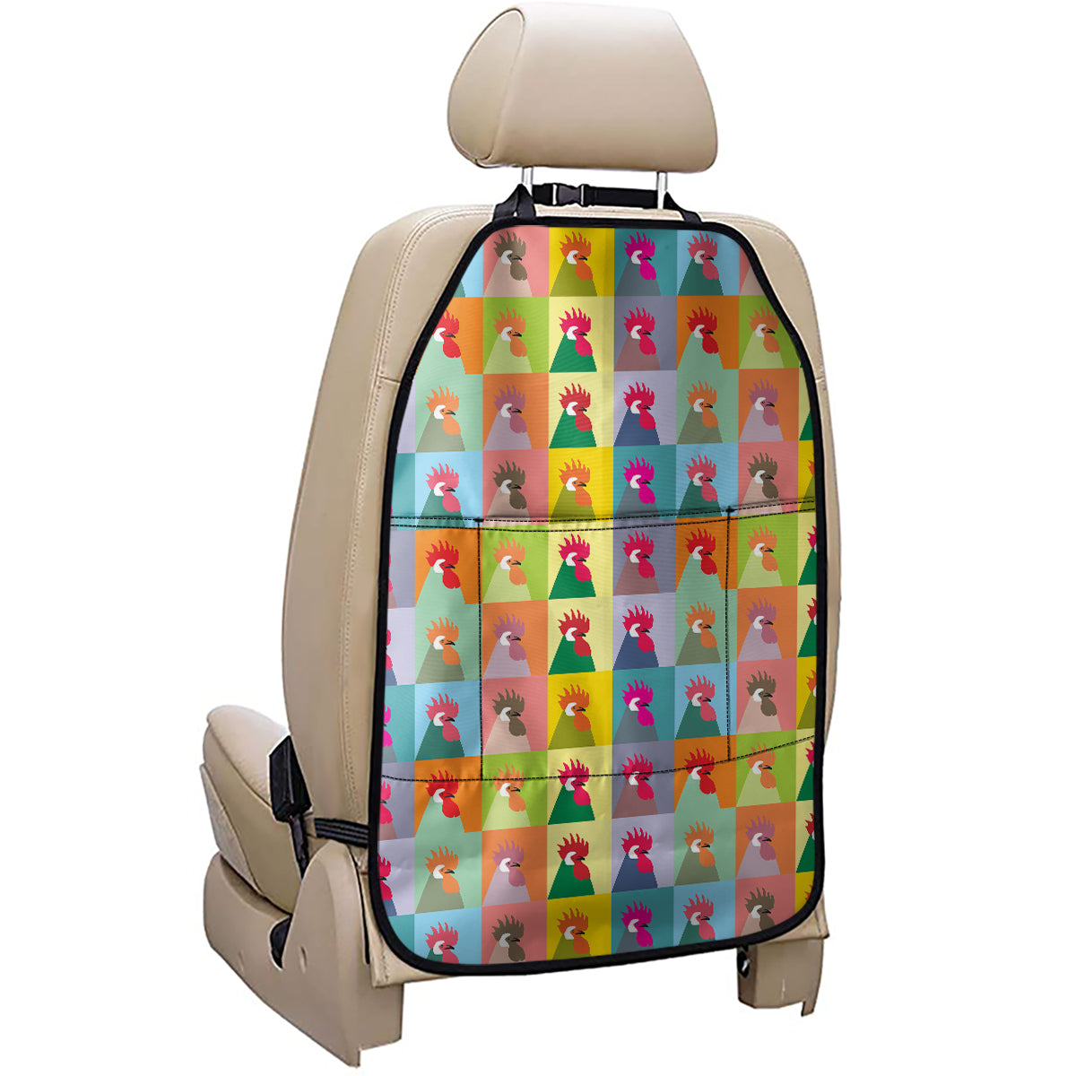 Colorful Rooster Pattern Print Car Seat Organizers