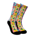 Colorful Rooster Pattern Print Crew Socks