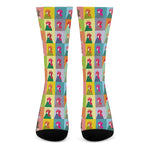 Colorful Rooster Pattern Print Crew Socks