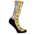 Colorful Rooster Pattern Print Crew Socks