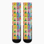 Colorful Rooster Pattern Print Crew Socks