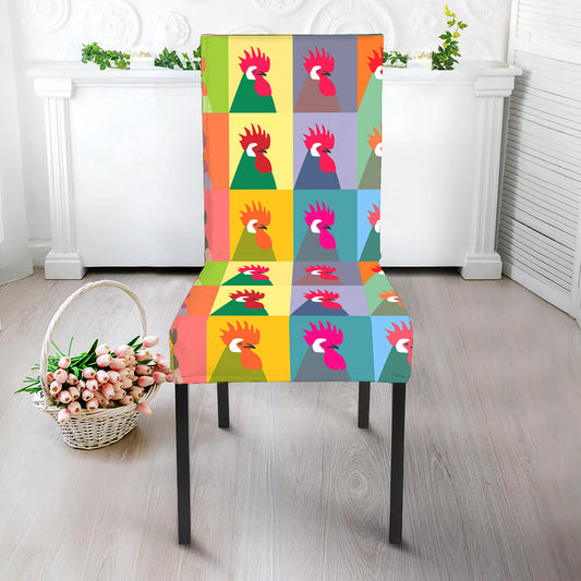 Colorful Rooster Pattern Print Dining Chair Slipcover