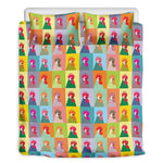 Colorful Rooster Pattern Print Duvet Cover Bedding Set
