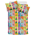 Colorful Rooster Pattern Print Duvet Cover Bedding Set
