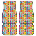 Colorful Rooster Pattern Print Front and Back Car Floor Mats