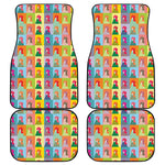 Colorful Rooster Pattern Print Front and Back Car Floor Mats