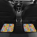 Colorful Rooster Pattern Print Front and Back Car Floor Mats