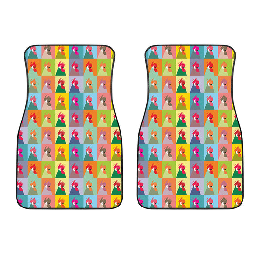 Colorful Rooster Pattern Print Front Car Floor Mats
