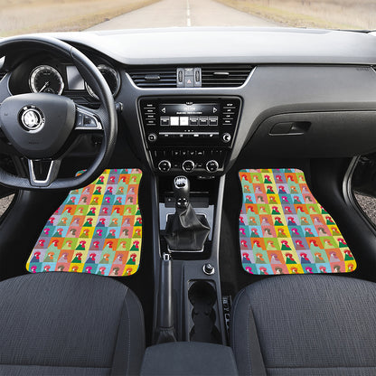 Colorful Rooster Pattern Print Front Car Floor Mats