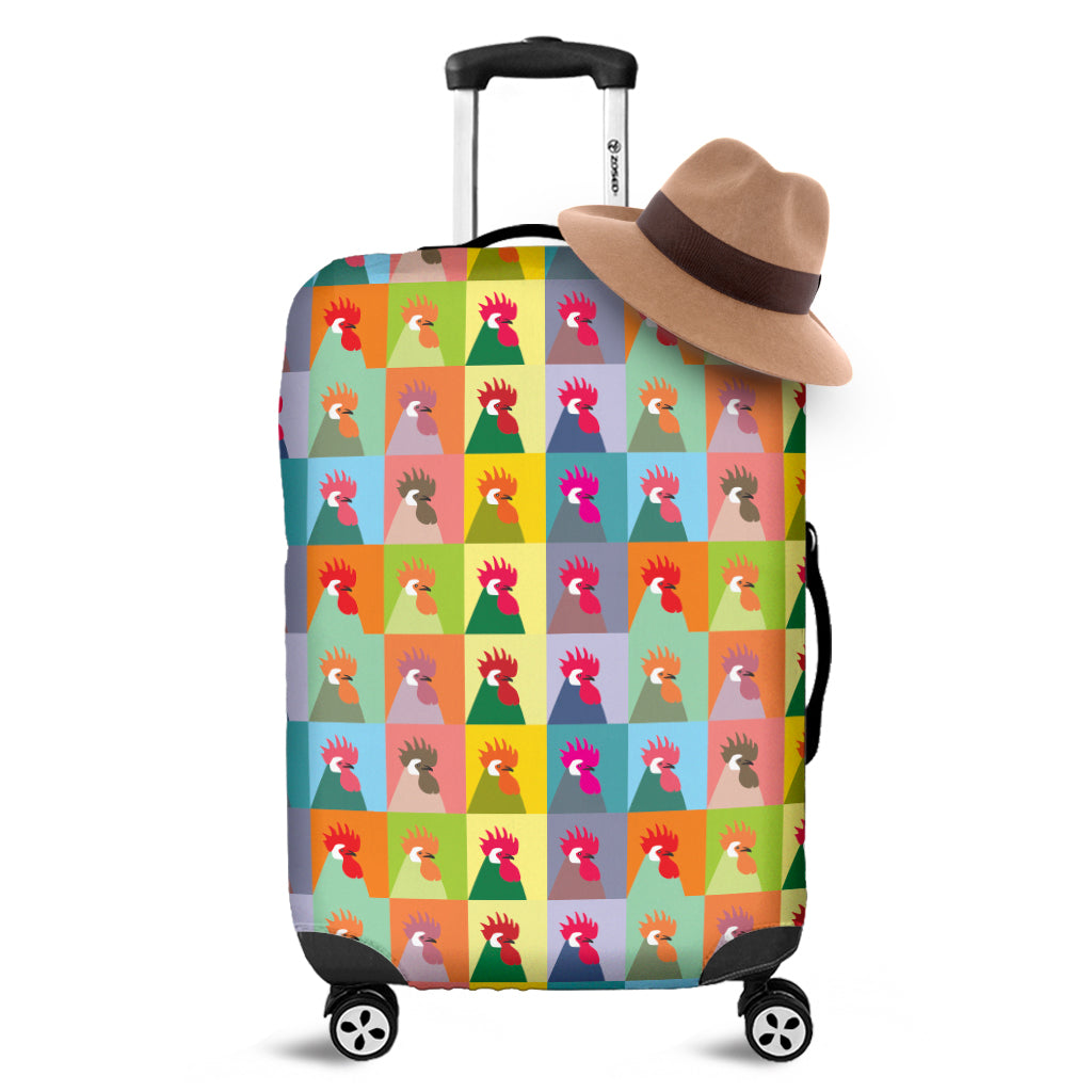 Colorful Rooster Pattern Print Luggage Cover