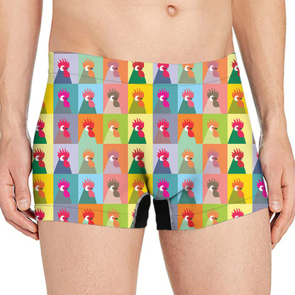 Colorful Rooster Pattern Print Men's Boxer Briefs