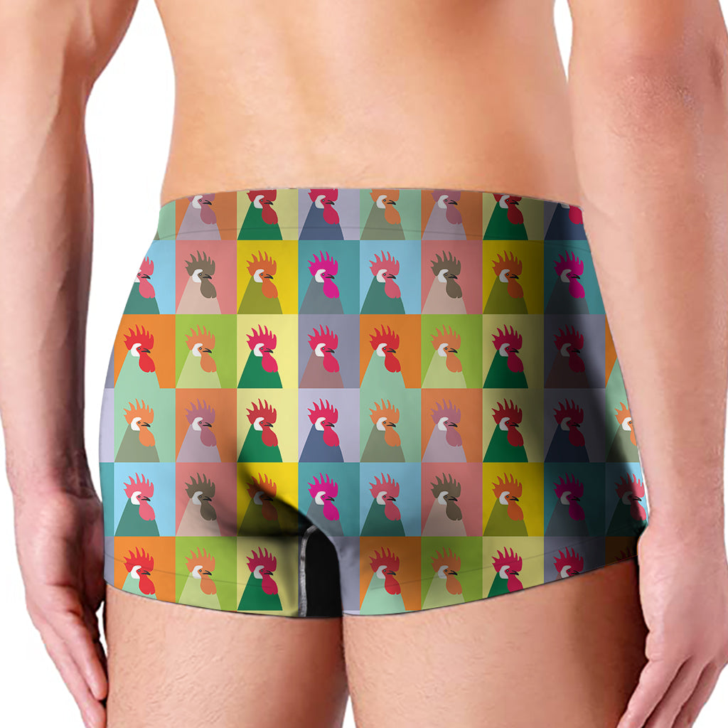 Colorful Rooster Pattern Print Men's Boxer Briefs