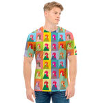 Colorful Rooster Pattern Print Men's T-Shirt