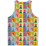 Colorful Rooster Pattern Print Men's Tank Top