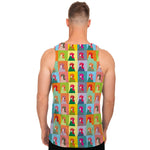 Colorful Rooster Pattern Print Men's Tank Top