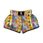 Colorful Rooster Pattern Print Muay Thai Boxing Shorts