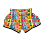 Colorful Rooster Pattern Print Muay Thai Boxing Shorts