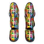 Colorful Rooster Pattern Print Muay Thai Shin Guard