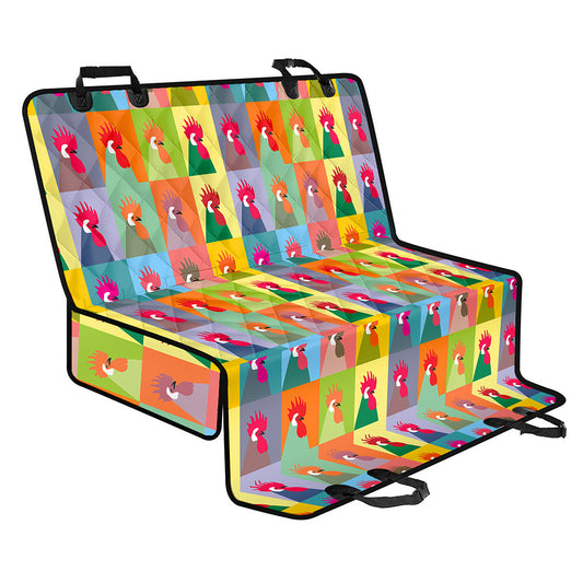 Colorful Rooster Pattern Print Pet Car Back Seat Cover
