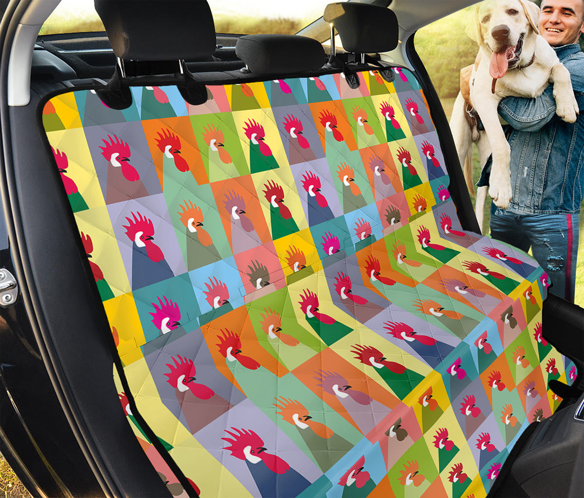 Colorful Rooster Pattern Print Pet Car Back Seat Cover