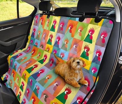 Colorful Rooster Pattern Print Pet Car Back Seat Cover