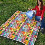 Colorful Rooster Pattern Print Quilt