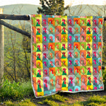 Colorful Rooster Pattern Print Quilt