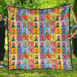 Colorful Rooster Pattern Print Quilt