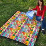 Colorful Rooster Pattern Print Quilt