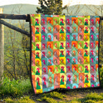 Colorful Rooster Pattern Print Quilt