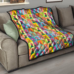 Colorful Rooster Pattern Print Quilt