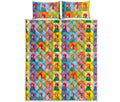 Colorful Rooster Pattern Print Quilt Bed Set