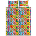 Colorful Rooster Pattern Print Quilt Bed Set