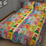 Colorful Rooster Pattern Print Quilt Bed Set