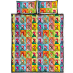 Colorful Rooster Pattern Print Quilt Bed Set