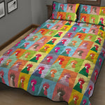 Colorful Rooster Pattern Print Quilt Bed Set