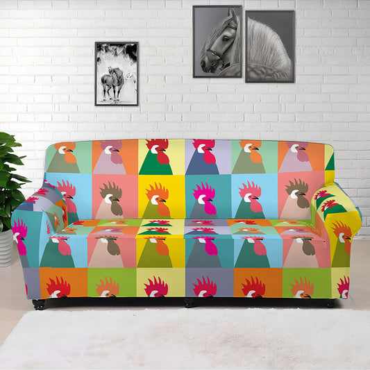 Colorful Rooster Pattern Print Sofa Cover