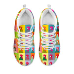 Colorful Rooster Pattern Print White Sneakers