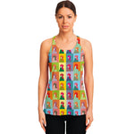 Colorful Rooster Pattern Print Women's Racerback Tank Top