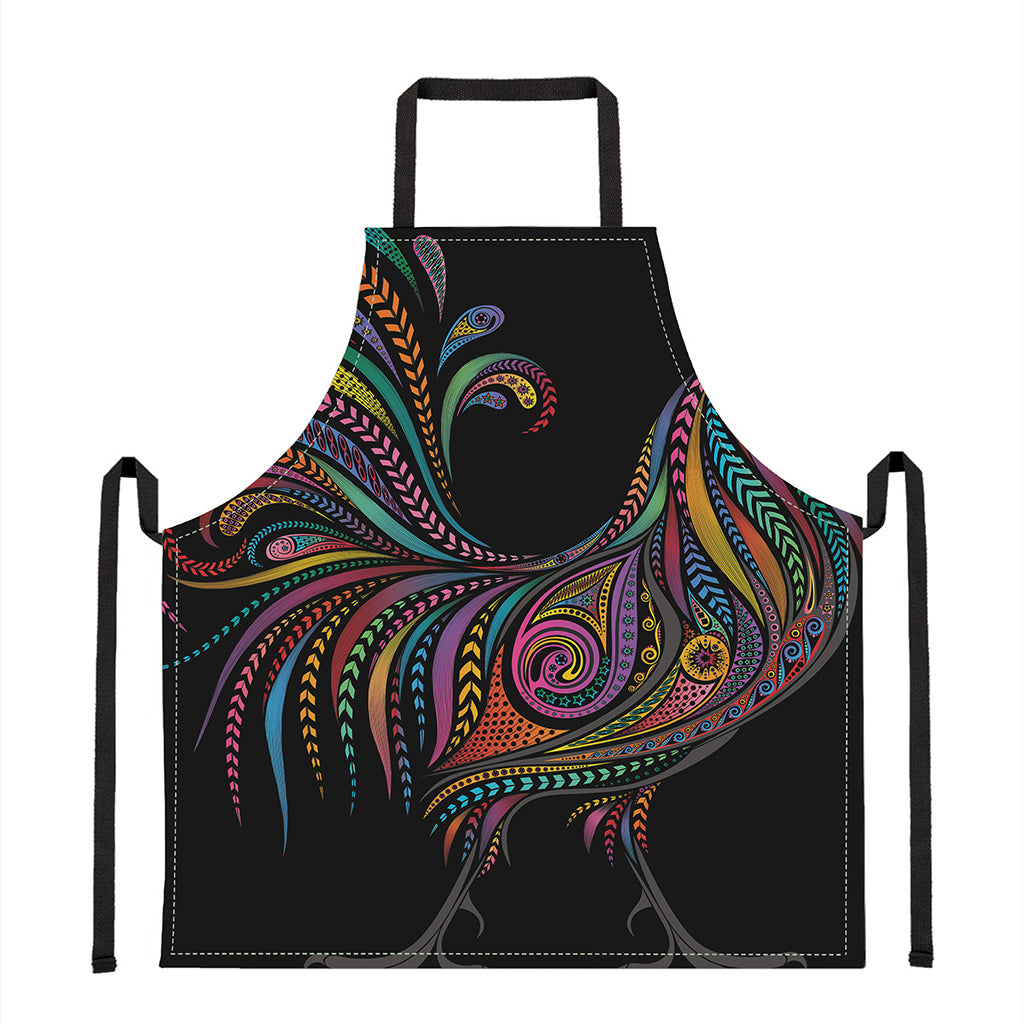 Colorful Rooster Print Apron