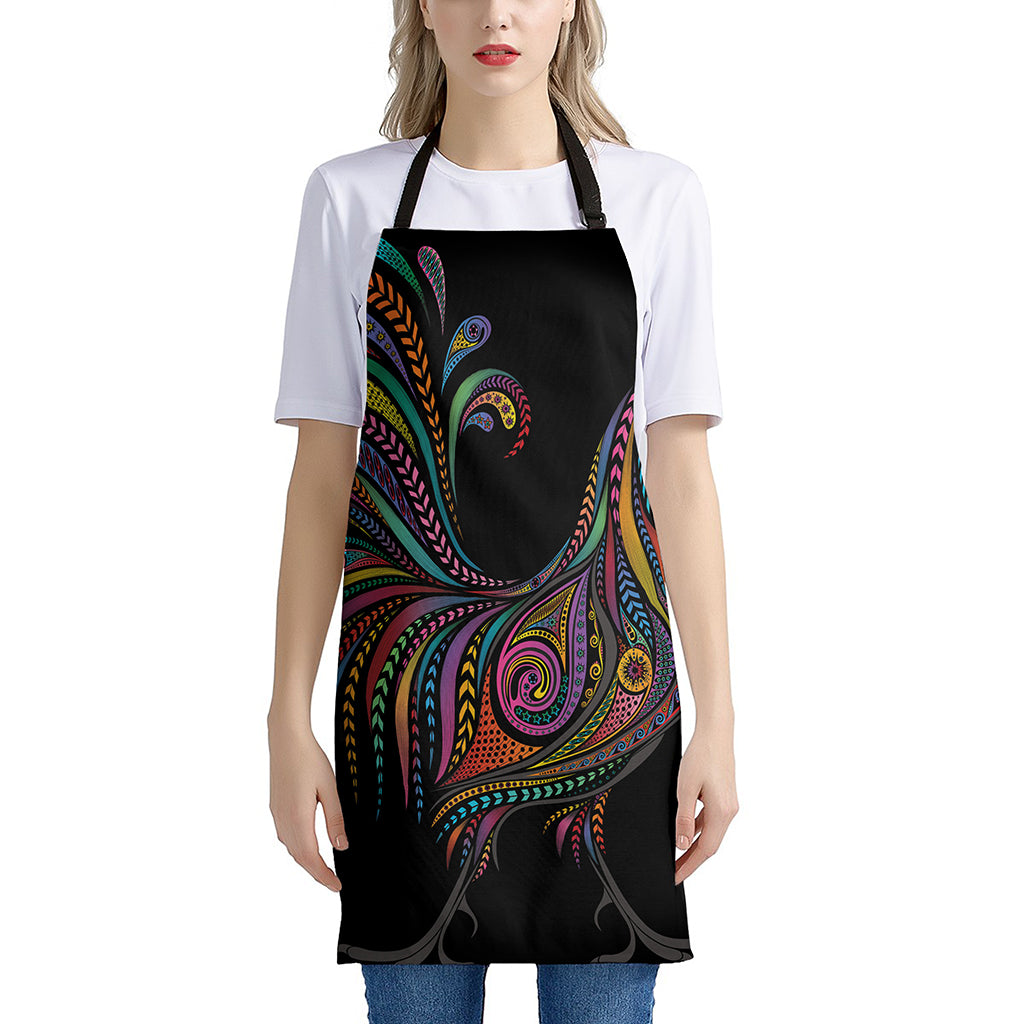 Colorful Rooster Print Apron