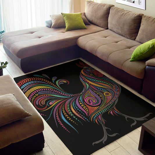 Colorful Rooster Print Area Rug