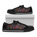 Colorful Rooster Print Black Low Top Sneakers