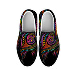 Colorful Rooster Print Black Slip On Shoes