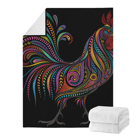 Colorful Rooster Print Blanket