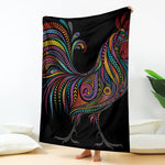 Colorful Rooster Print Blanket