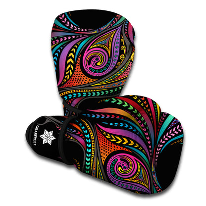 Colorful Rooster Print Boxing Gloves